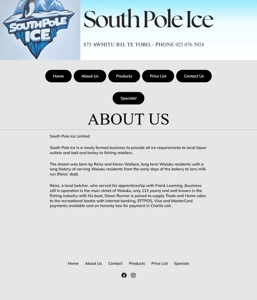 Screenshot 21 1 2026 143329 Southpoleice.co .nz 902x1052