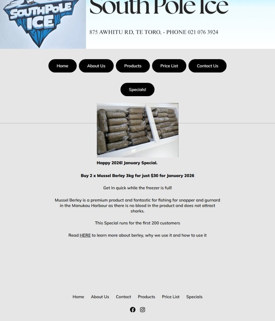 Screenshot 21 1 2026 143447 Southpoleice.co .nz 902x1052